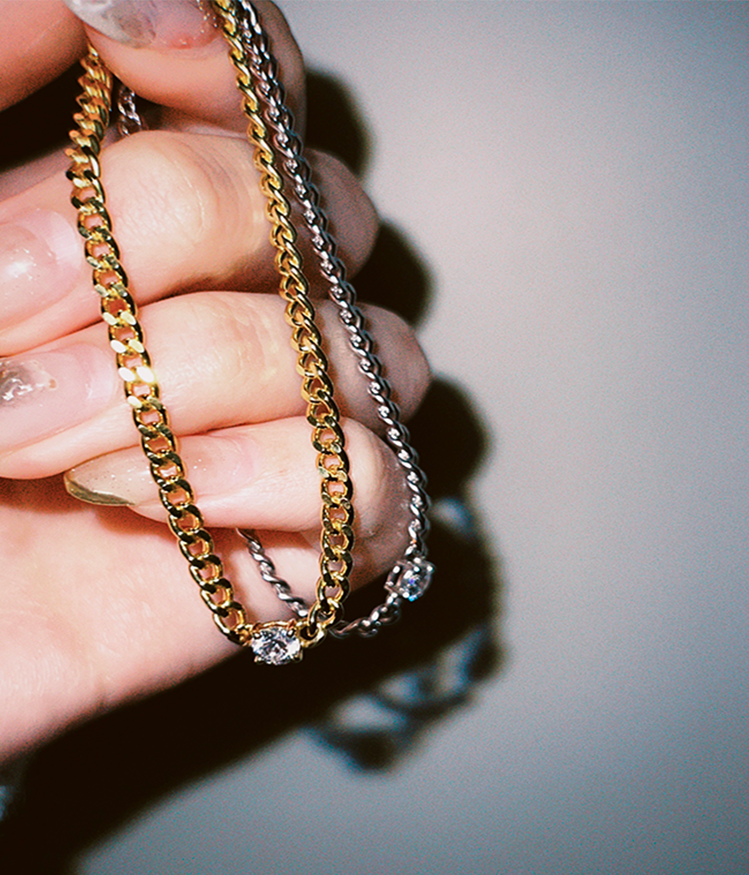 【社販】#229 flat link chain bracelet【YG】