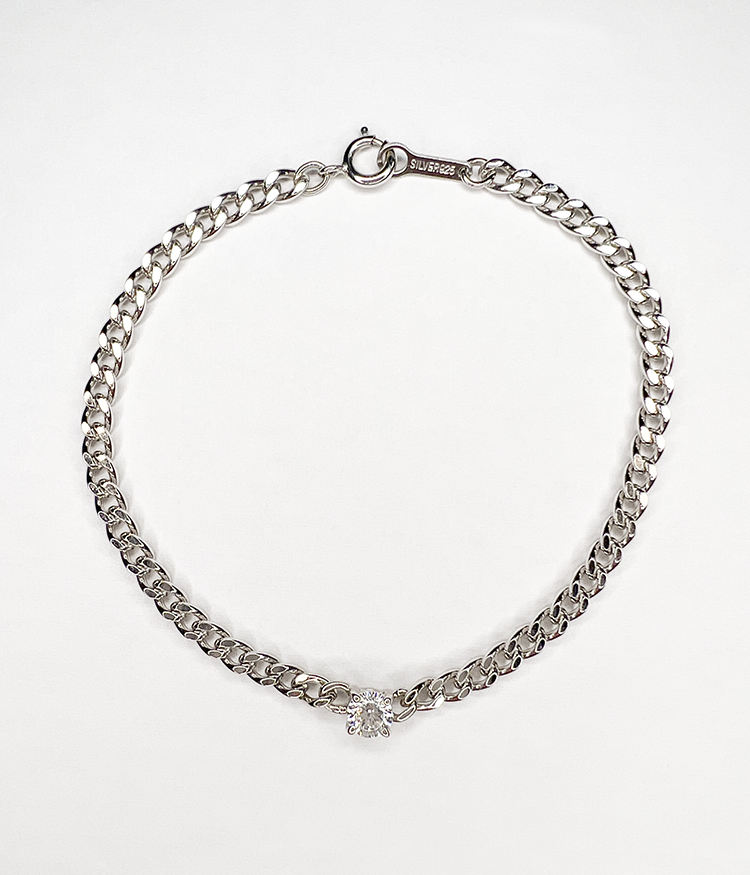 【129カット】#228 flat link chain bracelet【SV】