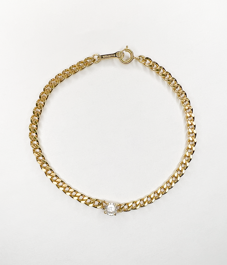 【129カット】#229 flat link chain bracelet【YG】