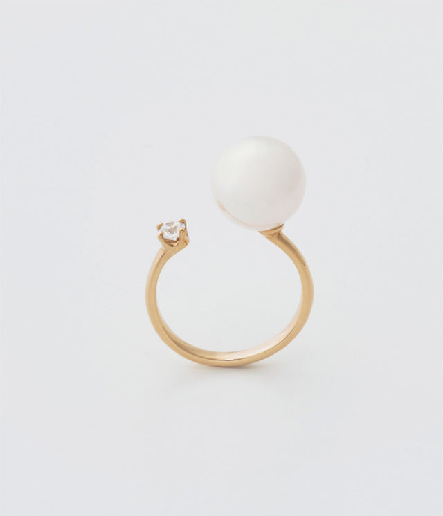 【129カット】#008 pearl open ring 【YG】
