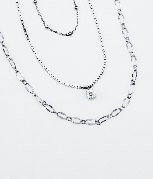 【129カット】#226 three-strand necklace【SV】