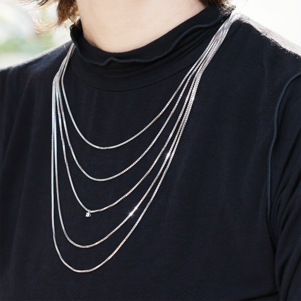 【129カット】#223 five-strand necklace【SV】
